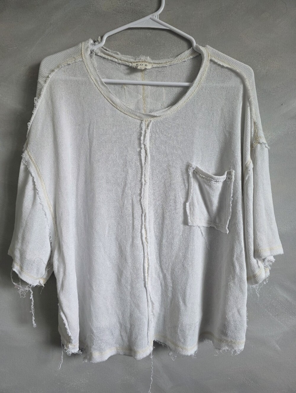 POL White Fayed Oversized Top Style FKT1201 Sz S